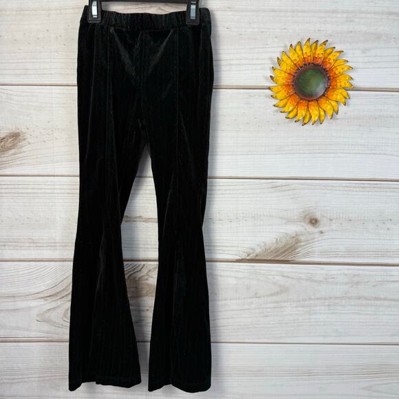 Zara Kids Velvet Split Flare Pants Black Size 7 - Picture 1 of 4